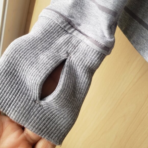 Lululemon Movemeny Ja ket Gray Striped Womens Hoodie - Picture 7 of 11